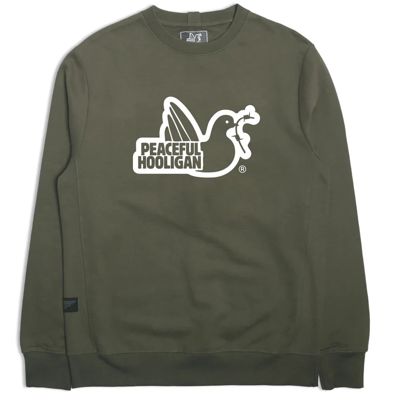Peaceful Hooligan Sweatshirt Outline Olive